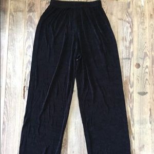 Black Flowy Work Pants with Waist Tie